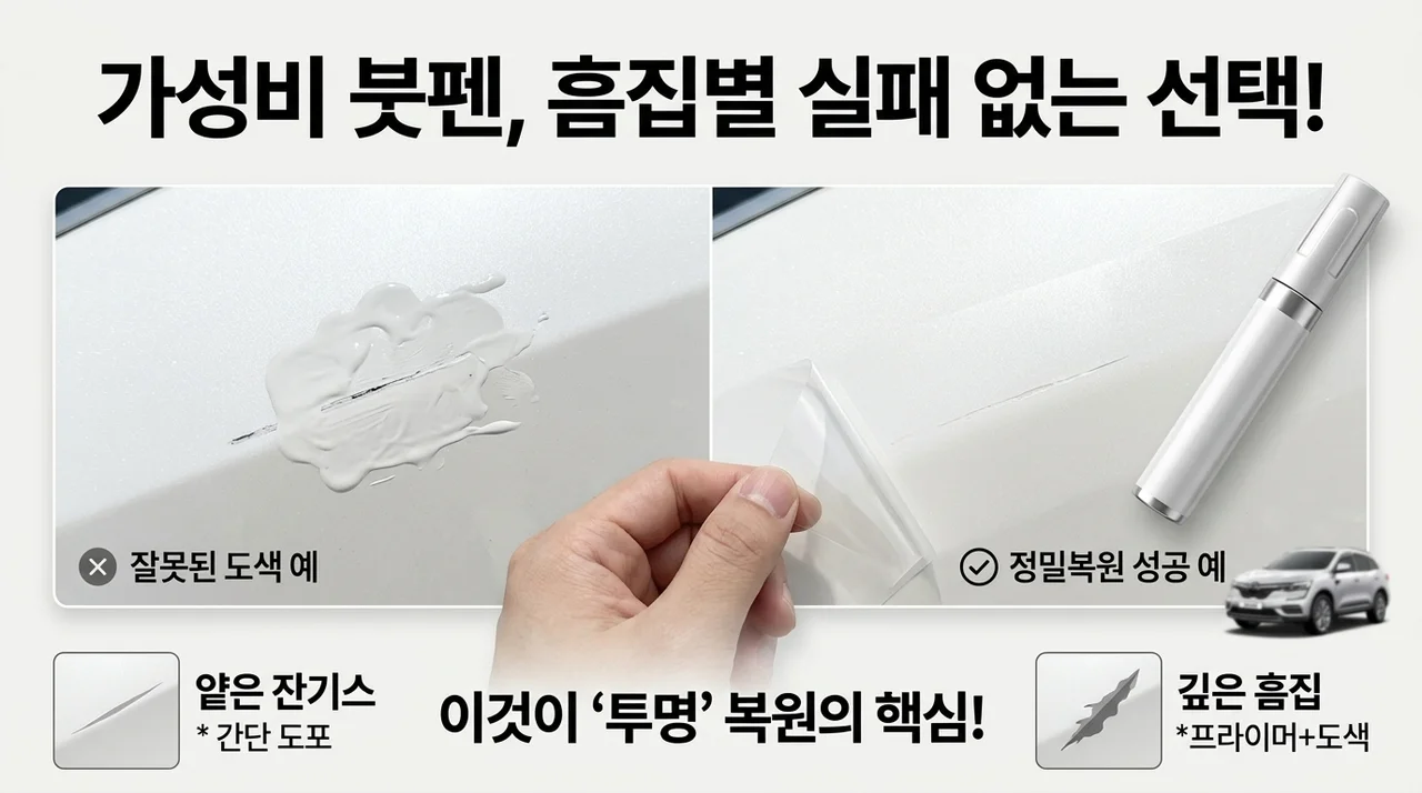 바겐 자동차 붓펜 선택법, 스크래치 유형별 보수는 어떻게 다른가요?
