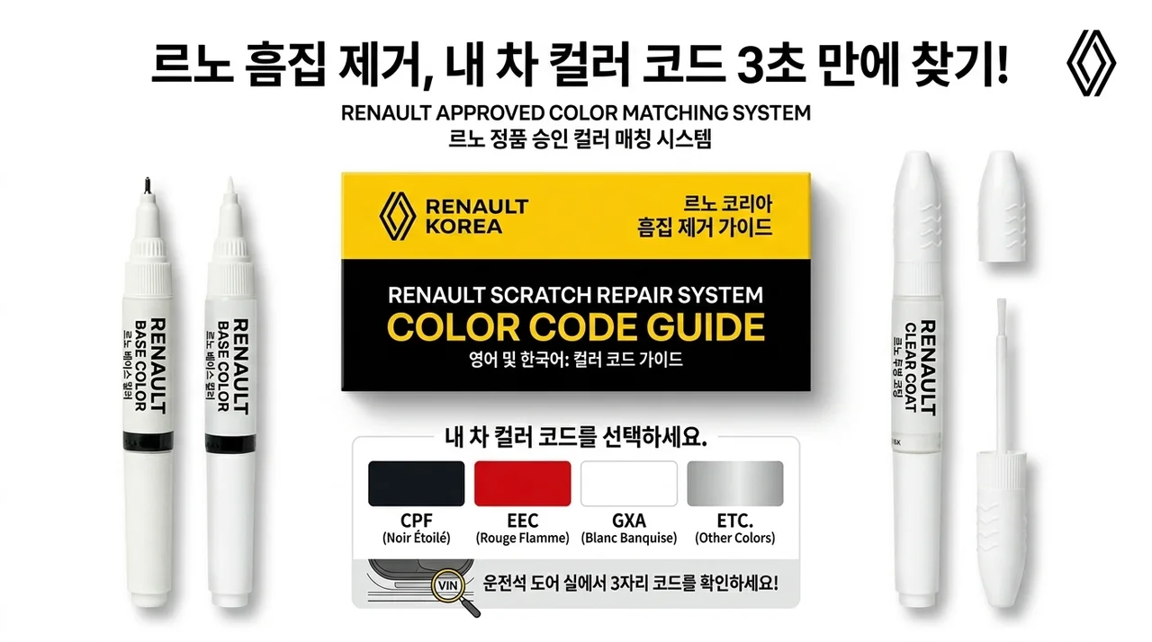 르노 스크래치 보수, 색상코드 붓펜 가이드: CPF, EEC 등 선택법